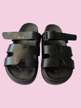 H Chypre  Inspired Leather Double Strap Slide Sandals, Brand New, Men’s SZ 44!